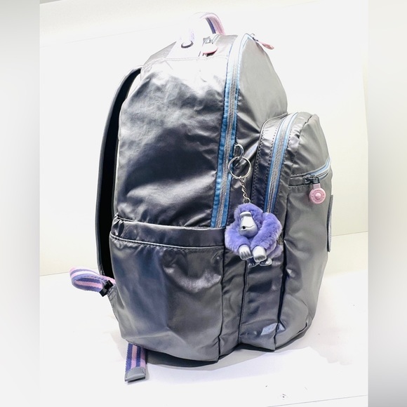 Kipling Seoul Large 15" Laptop School Backpack “Star Pop” Silver Metallic NEW - Picture 8 of 8